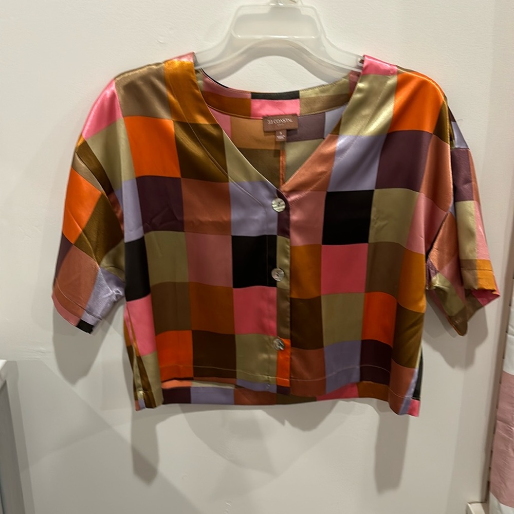Multi-colored satin blouse